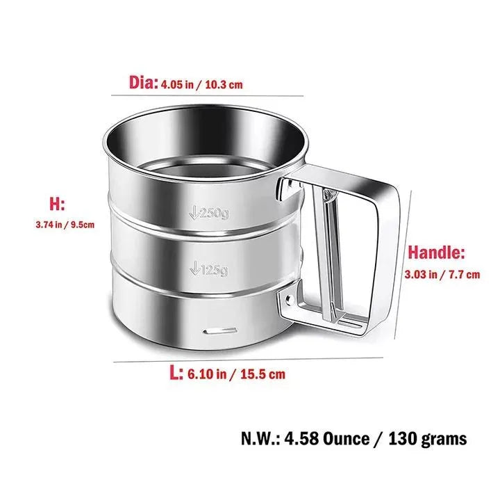 Flour Sifter Stainless Steel ��� Double Layer Fine Mesh Baking