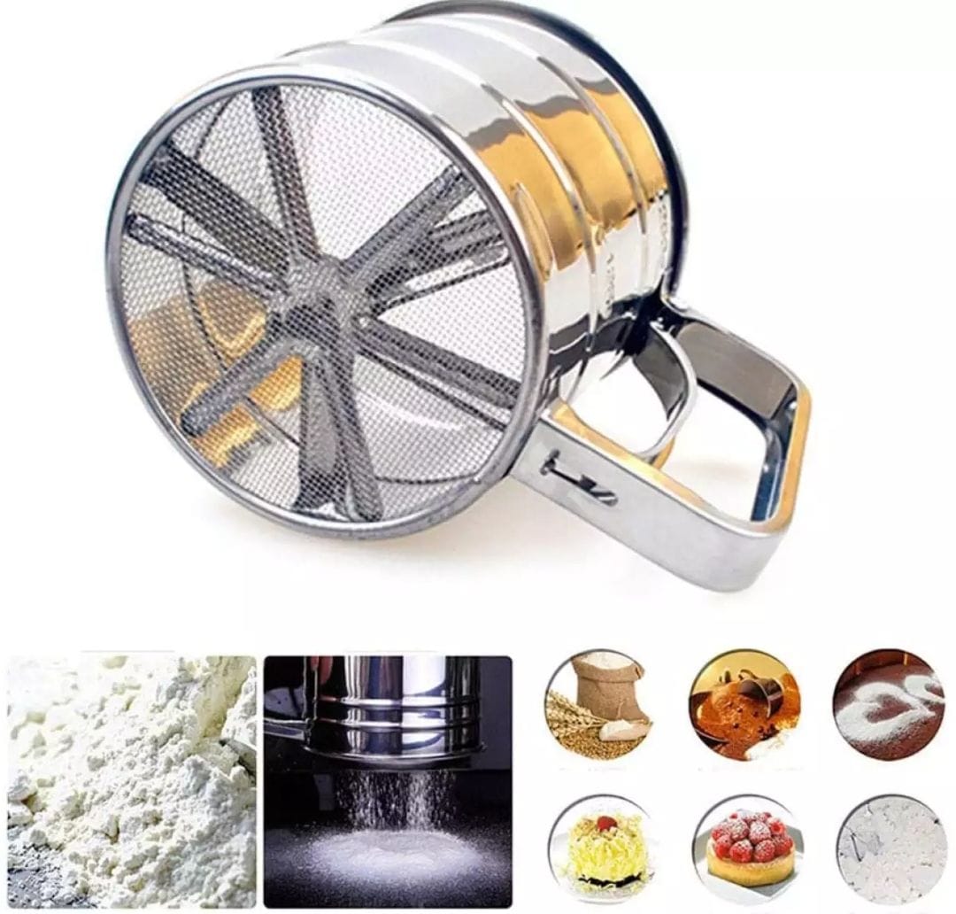 Flour Sifter Stainless Steel ��� Double Layer Fine Mesh Baking